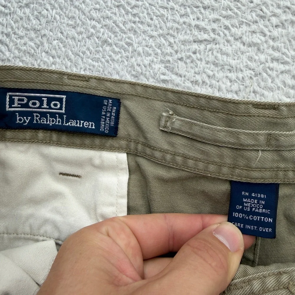 Polo Ralph Lauren Mens Khaki Cotton Twill Straight Leg Cargo Pants 38x32